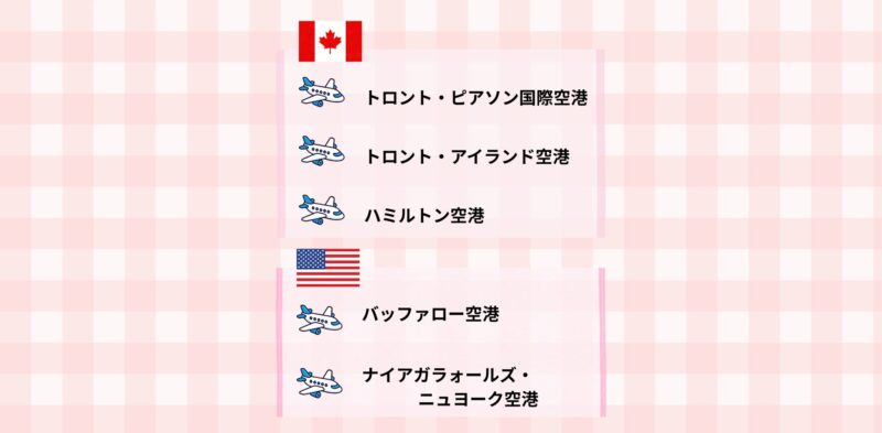 カナダ側とアメリカ側の空港