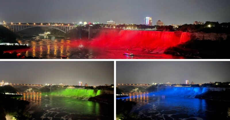 ライトアップされた夜のナイアガラ